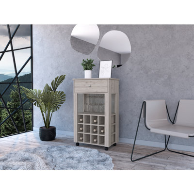 Ambler 1-Drawer 12-Bottle Wine Cabinet Light Grey