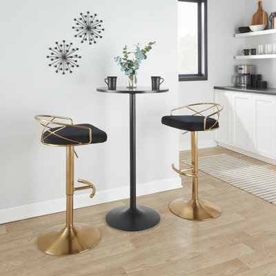Dannie Glam Adjustable Bar Stools with Rounded T Footrest