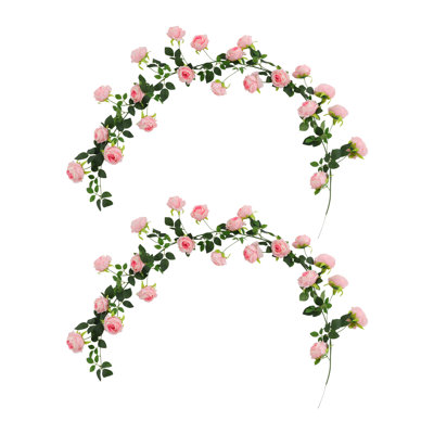 Guirlandes de roses champagne (lot de 2), 190 cm, tiges artificielles flexibles pour mariage, fête et décoration intérieure
