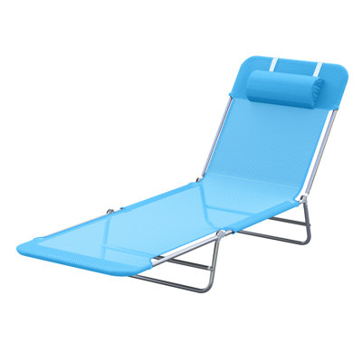 Shelly Folding Chaise Lounge Pool Chairs, Outdoor Sun Tanning Chairs with Pillow, Reclining Back, Steel Frame & Breathable Mesh for Beach, Yard, Patio