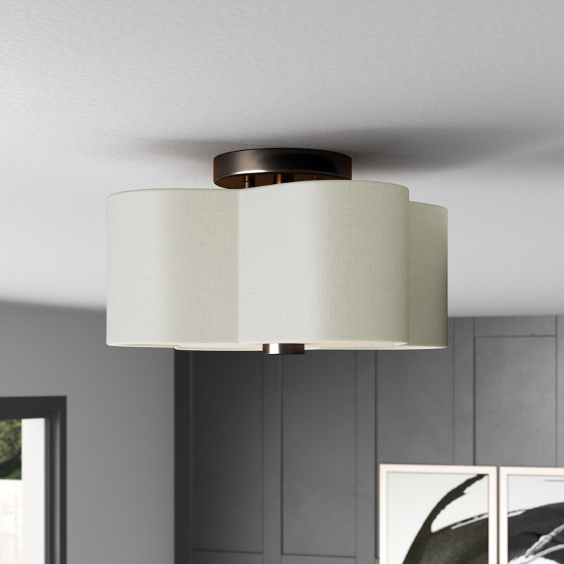Plafonnier semi-encastré 2 lumières Swarthout, H 8,5 po x l 11 po x P 11 po, Bronze anglais