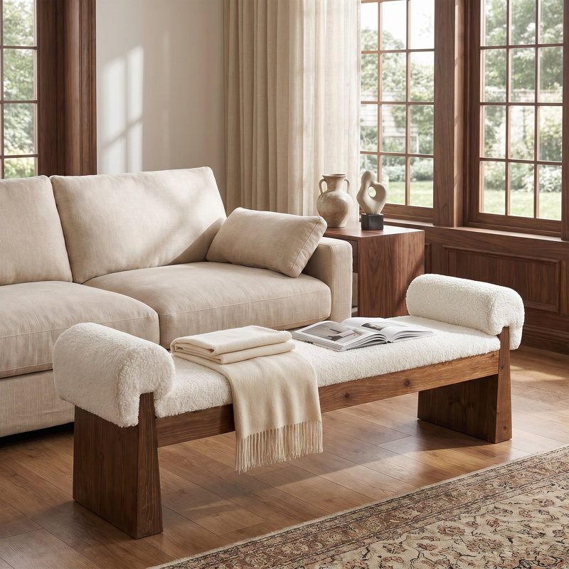Banc en bois avec repose-pieds