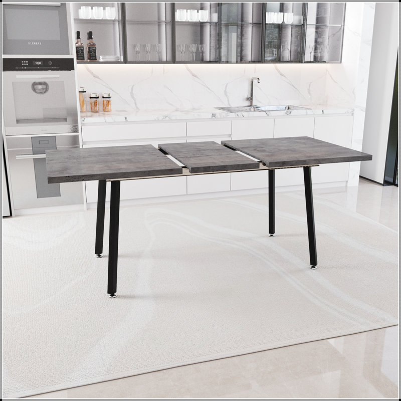 55,25 à 70,87 po, table de salle à manger moderne extensible en bois aggloméré pour 4 à 6 personnes, style industriel médiéval