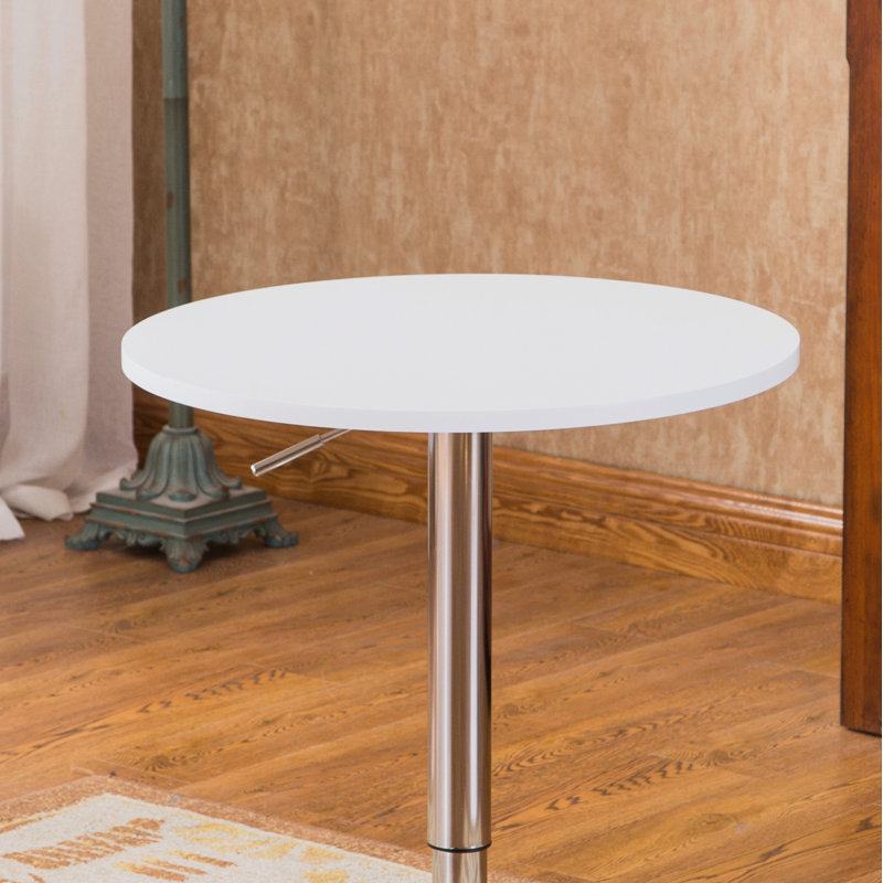 Table de bout à hauteur réglable en métal avec plateau en métal Latéral Latéral, Blanc, Argent, H 36 po x l 24 po x P 24 po