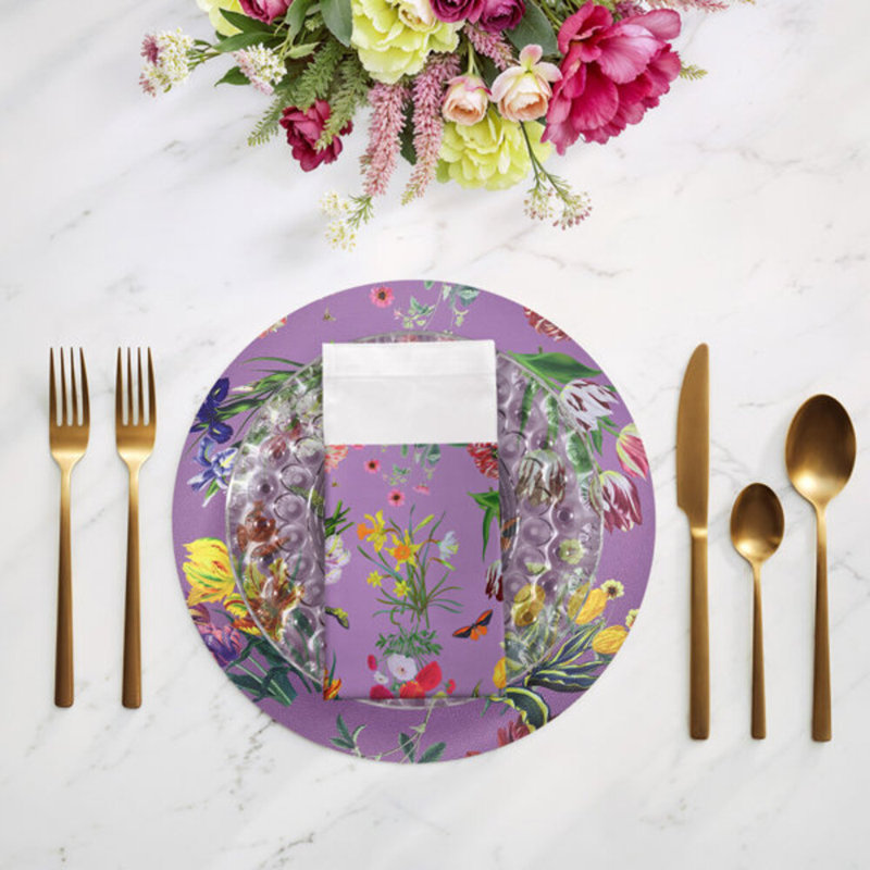 Flora Fauna Cotton Blend Square Napkins, Orchid