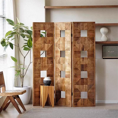 Cloison pliante en bois manufacturé 3 panneaux 3 panneaux