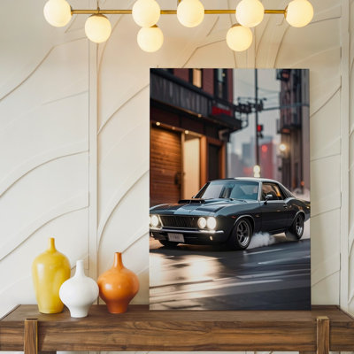 Wall Art Canvas Midnight Mustang 1969 Fastback Night Drive Ready To Hang Gallery Wrapped Home Decor Modern Design Premium Quality Decor