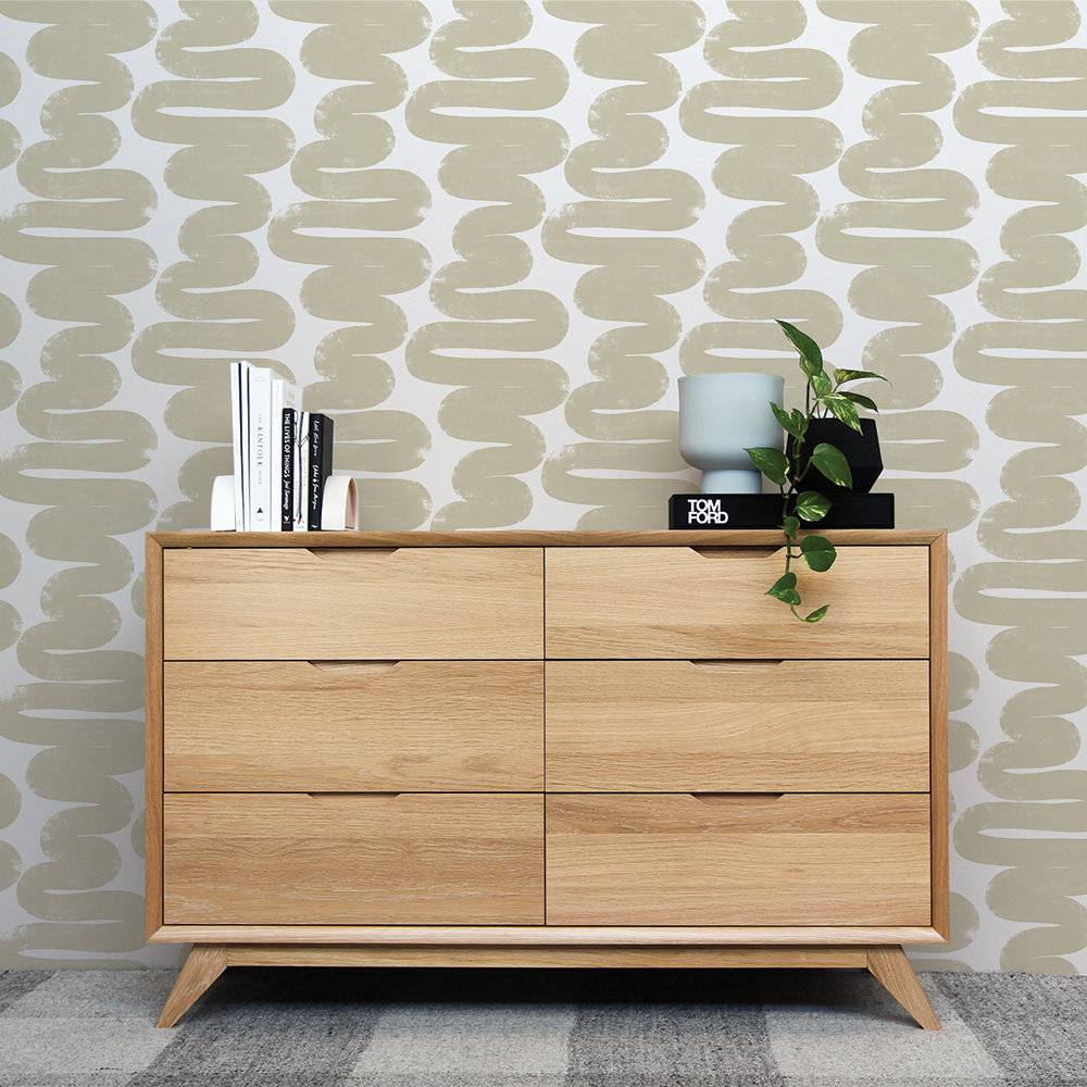 Bobby Berk Wiggle Room Self-Adhesive Wallpaper Roll, 16.5" L x 20.5" W, Beige/White