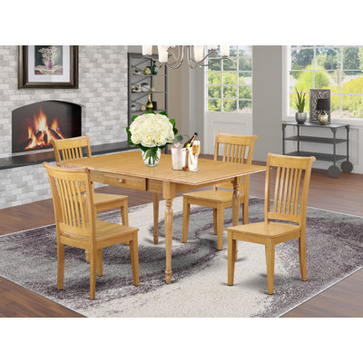 Ensemble de table de salle à manger 5 pièces comprenant une table de cuisine rectangulaire avec Dropleaf et 4 chaises de salle à manger, chêne