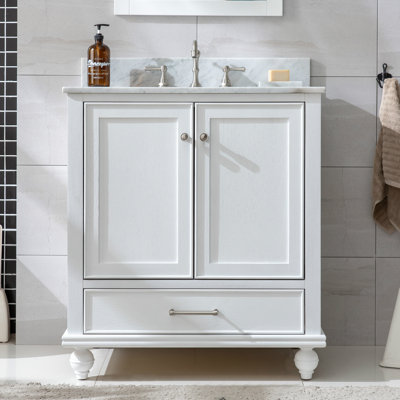 Angelissa 30'' Single Bathroom Vanity with Engineered Stone Top