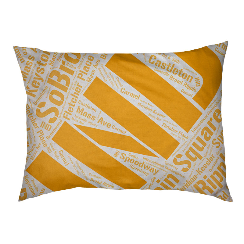 Coussin de chien « districts », Moyen (H 9,5 po x l 28 po x P 18 po), Orange, Indianapolis