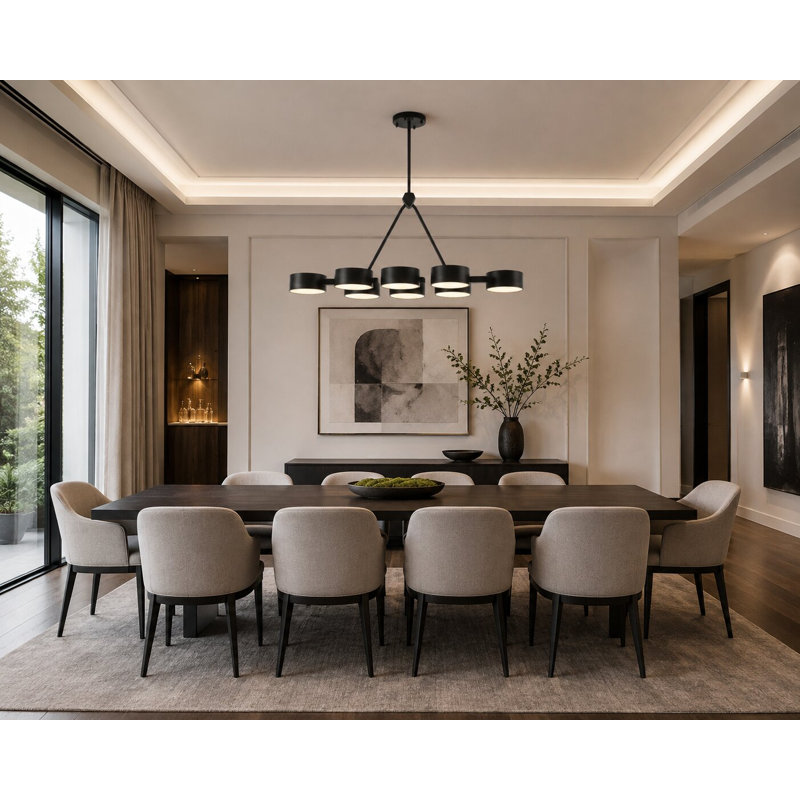 Lustre moderne à 8 lumières Nichlas, Noir