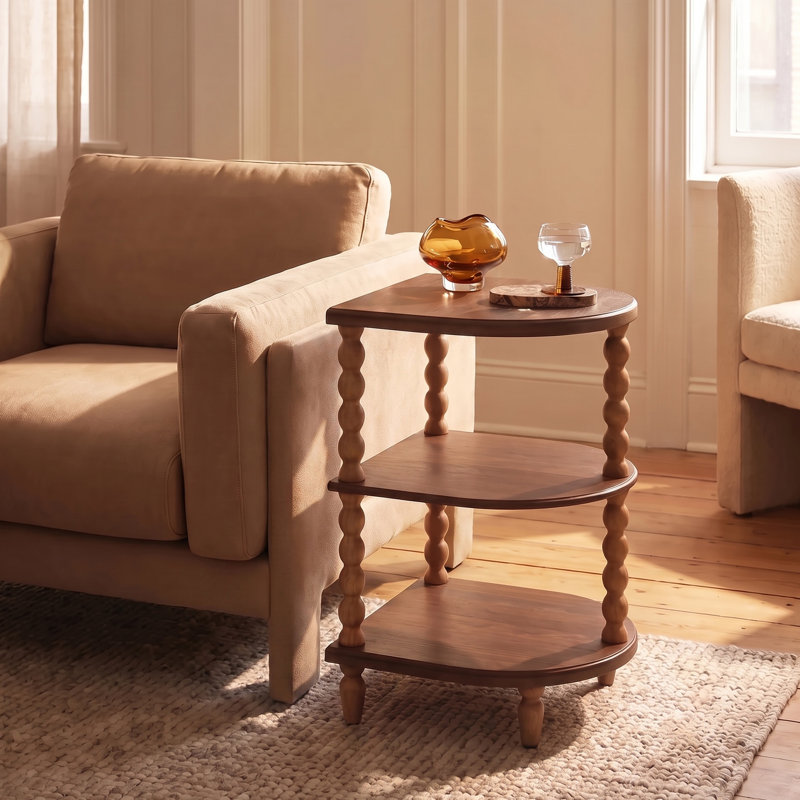 Table d'appoint demi-ronde en bois