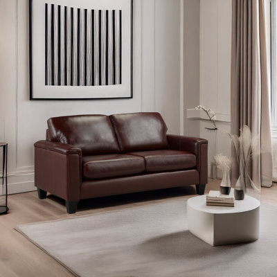 Deboer 63" Genuine Leather Square Arm Loveseat