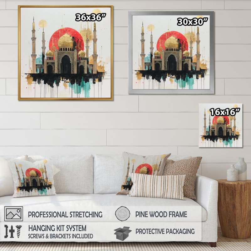 Crimson Serenade Of Mud Brick Mosque II, H 36 po x l 36 po, Toile tendue, Ne s’applique pas
