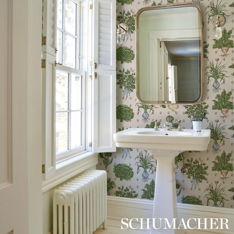Green Grocer Wallpaper, Blue