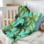Jeté en flanelle verte molletonnée, imprimé floral-130069498