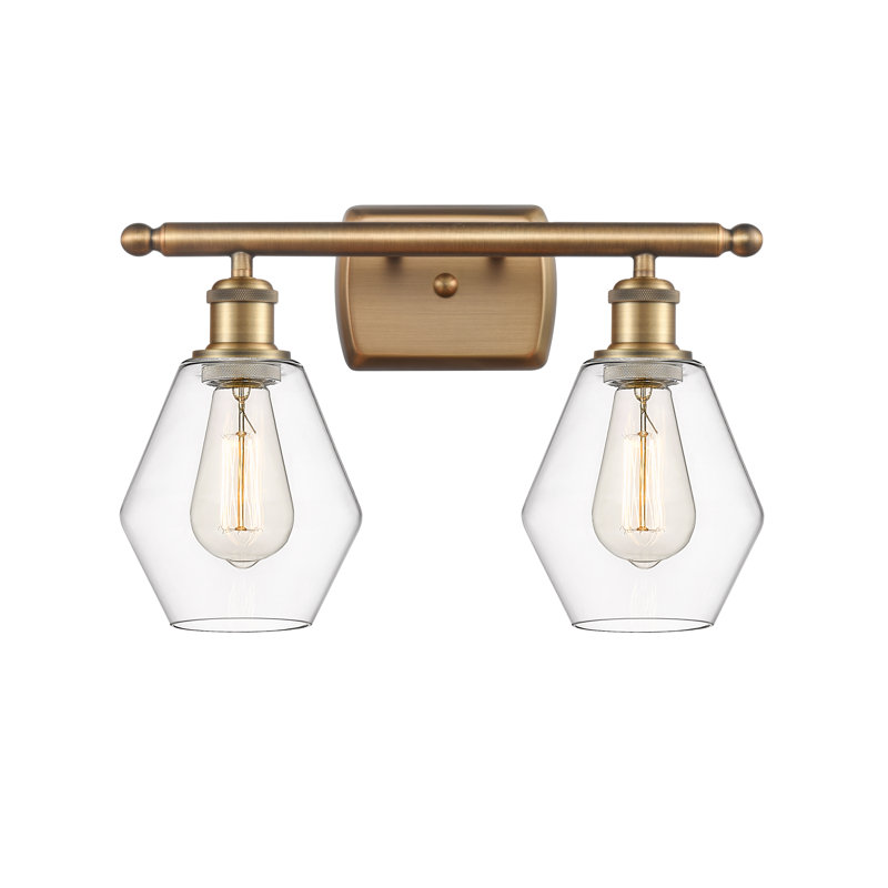 Éclairage pour meuble-lavabo à intensité variable 2 lumières Cindyrella, Transparent, Laiton brossé