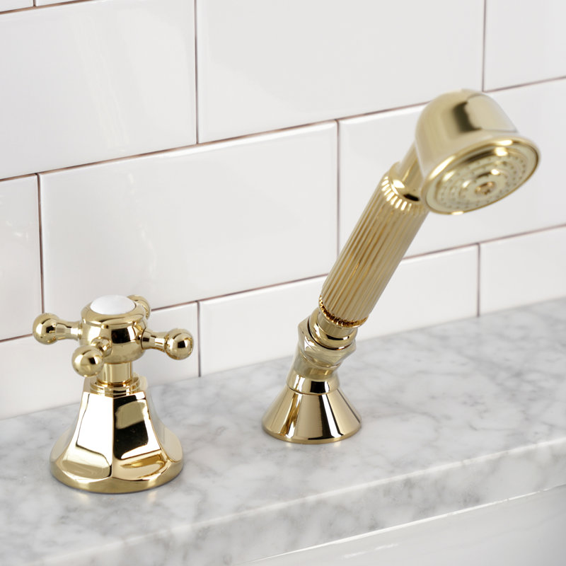 Kingston Brass Deck Mount Hand Shower with Diverter for Roman Tub Faucet, Polished Brass