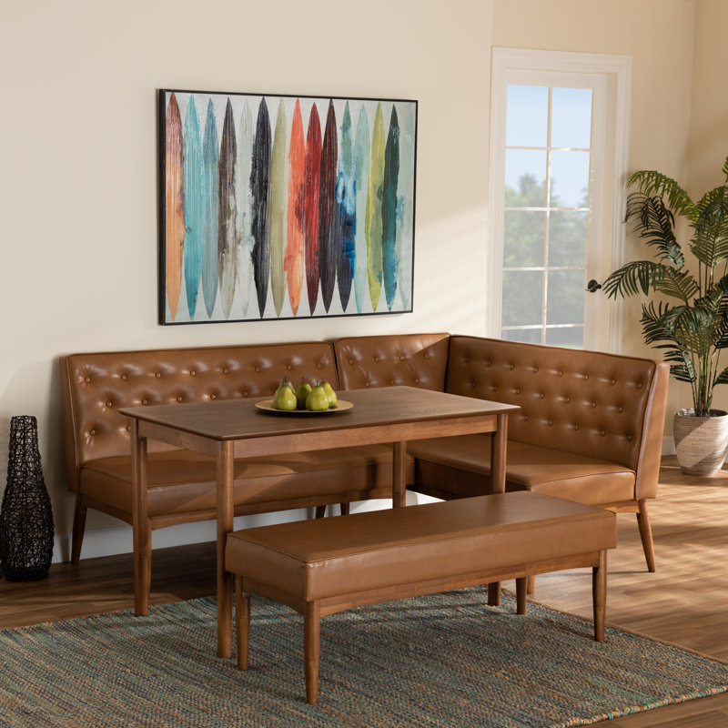 Cherianne 6 - Person Four Leg Dining Set, Tan/Walnut