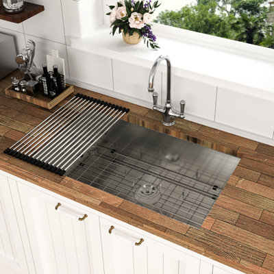 33 Inch Stainless Steel Wash Sink - Undermount With Condensation Resistance And Noise Reduction 33"X19"X9" 18 Gauge Coating Soundproof Pad