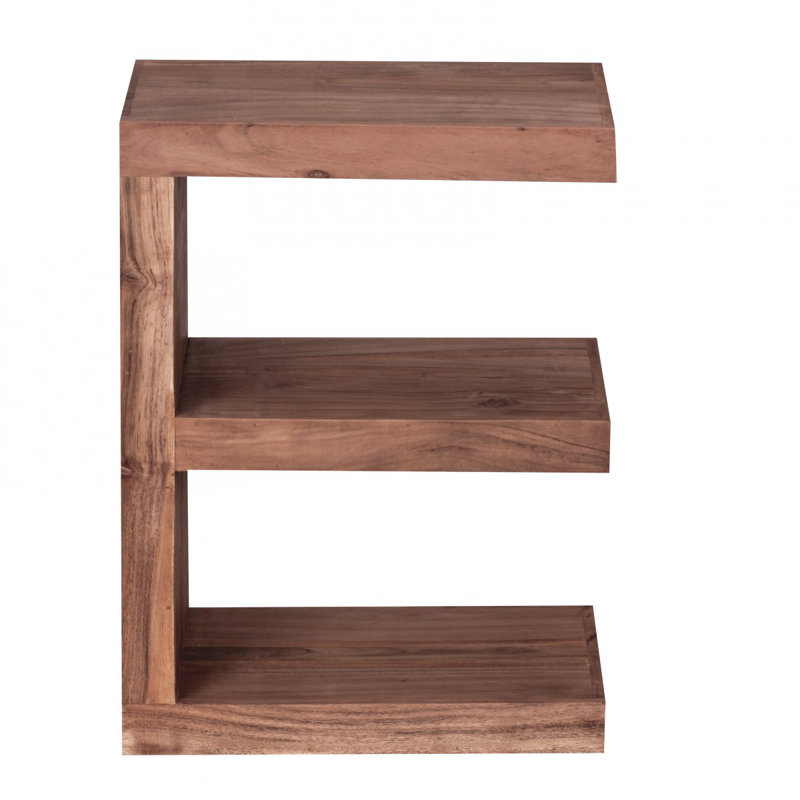 Mumbai Solid Wood Pedestal End Table, Acacia