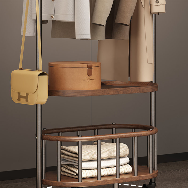 Élégante garde-robe avec paniers à tablettes, Noyer