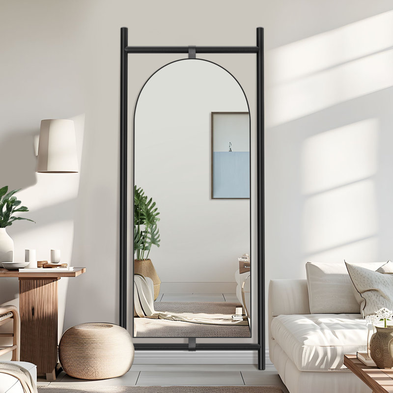 Miroir pleine longueur 75 po x l 31 po avec cadre rectangulaire en bois, Noir
