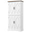 Armoire de salle de bain autoportante en bois de style campagnard 63,5 po Rocher avec 4 portes, armoire de rangement en bois avec tablettes réglables, blanc