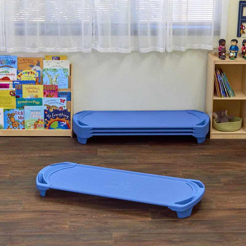 Lit de bébé de garderie Angeles SpaceLine pour enfants, lit de bébé empilable pour enfants d'âge préscolaire et de classe, taille standard, ensemble de 4, Wedgewood