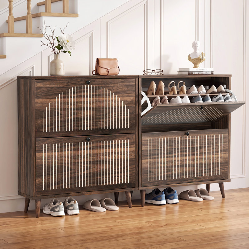 Armoire de rangement pour chaussures 16 paires, Brun