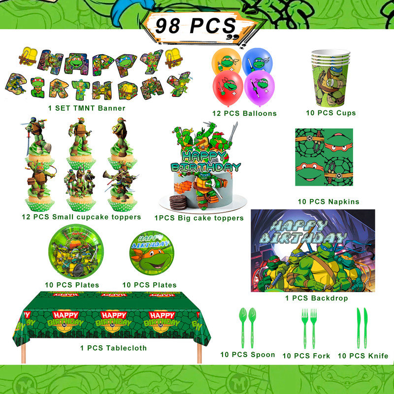Décorations de fête Ninja Turtles et ensembles de vaisselle Ninja Turtles