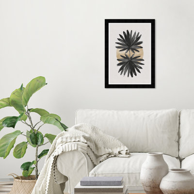 Impression d'art mural moderne sur papier noir avec motif floral et botanique