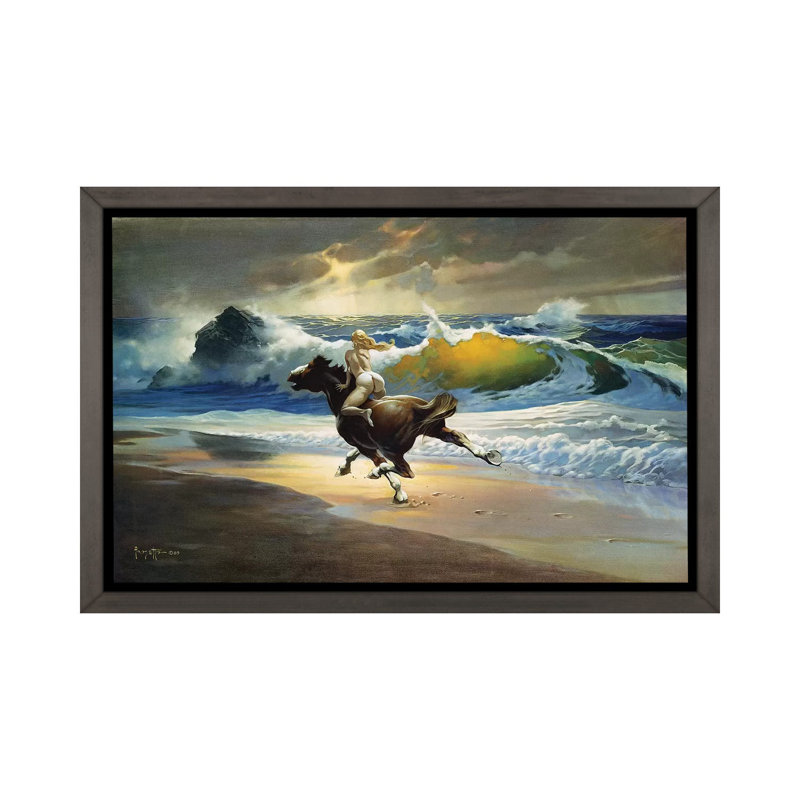 «Wild Ride» - Imprimé, H 40 po x l 60 po x 1,5 po, Cadre en bois rustique foncé