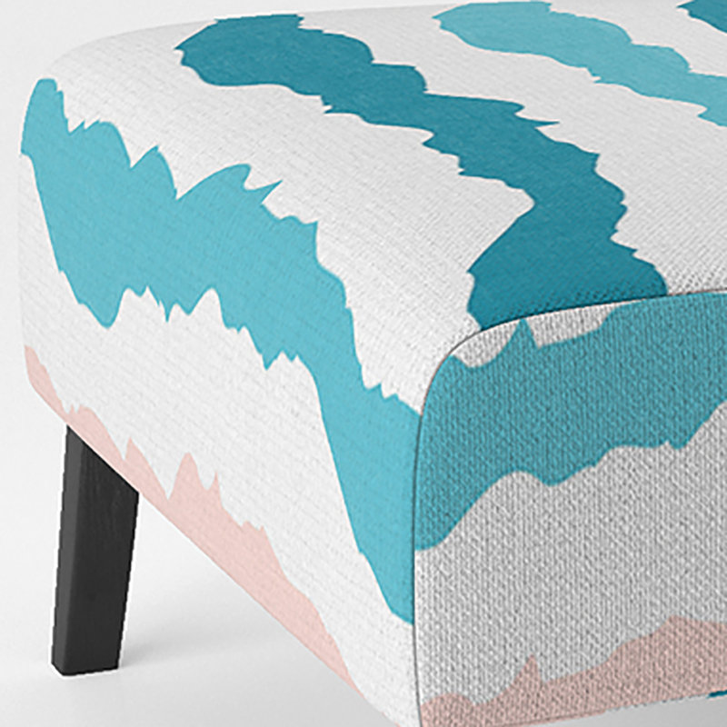 Fauteuil de chambre d'appoint bleu à rayures horizontales et à motifs