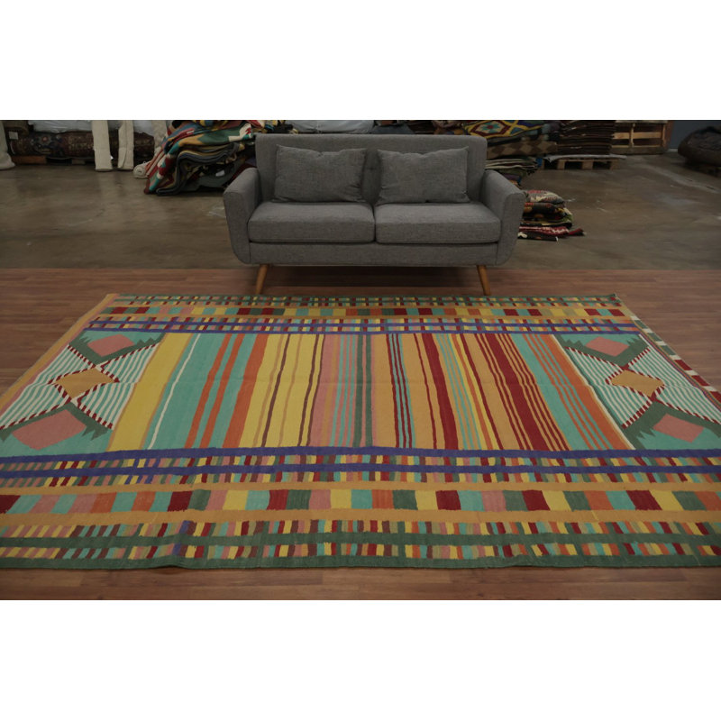 Tapis multicolore à rayures multicolores 7 x 10 pour des intérieurs chics