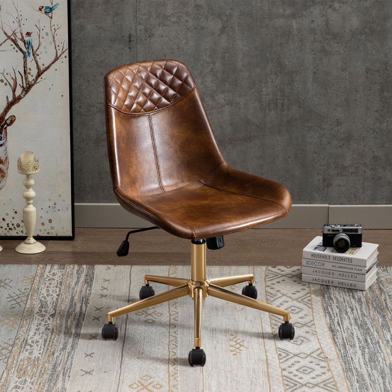 Chaise de bureau Keavey, Doré, Brun