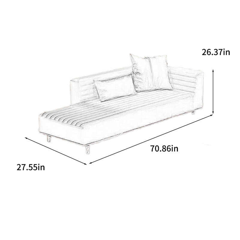 Chaise longue rembourrée Minaki, Chaise longue à accoudoir droit