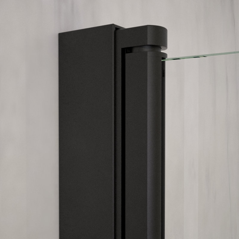Flora 42" W X 55" H Frameless Bi-Fold Folding Tub Door With Clear Glass, Matte Black
