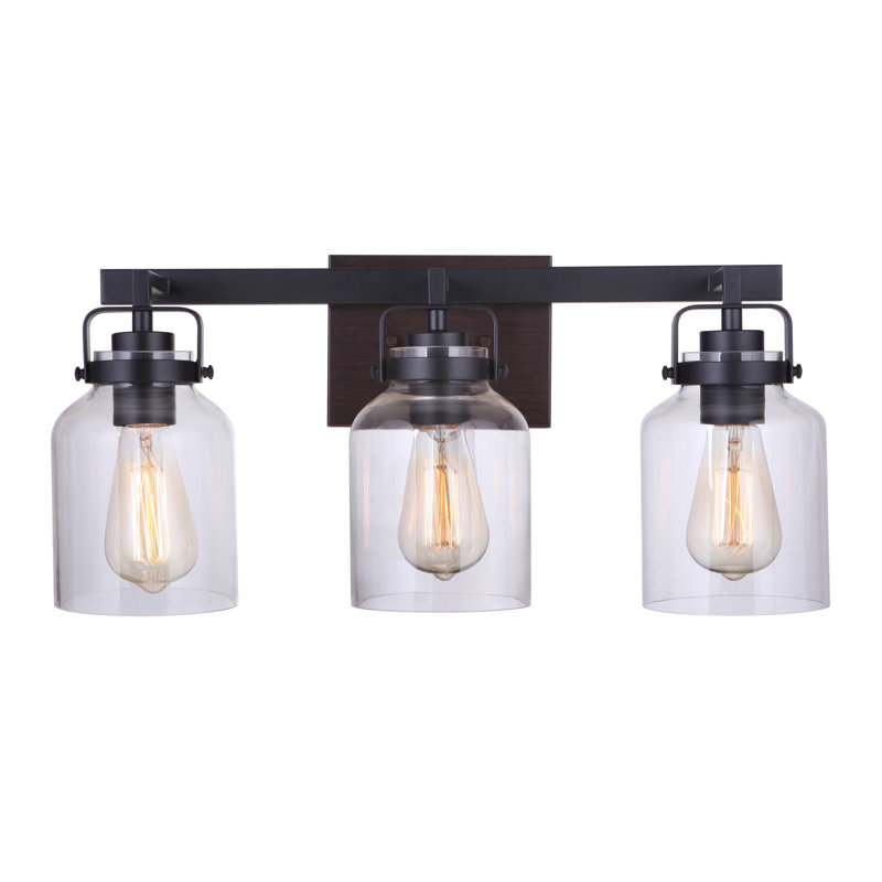 Barreras 3 - Light Vanity Light, Flat Black / Dark Teak