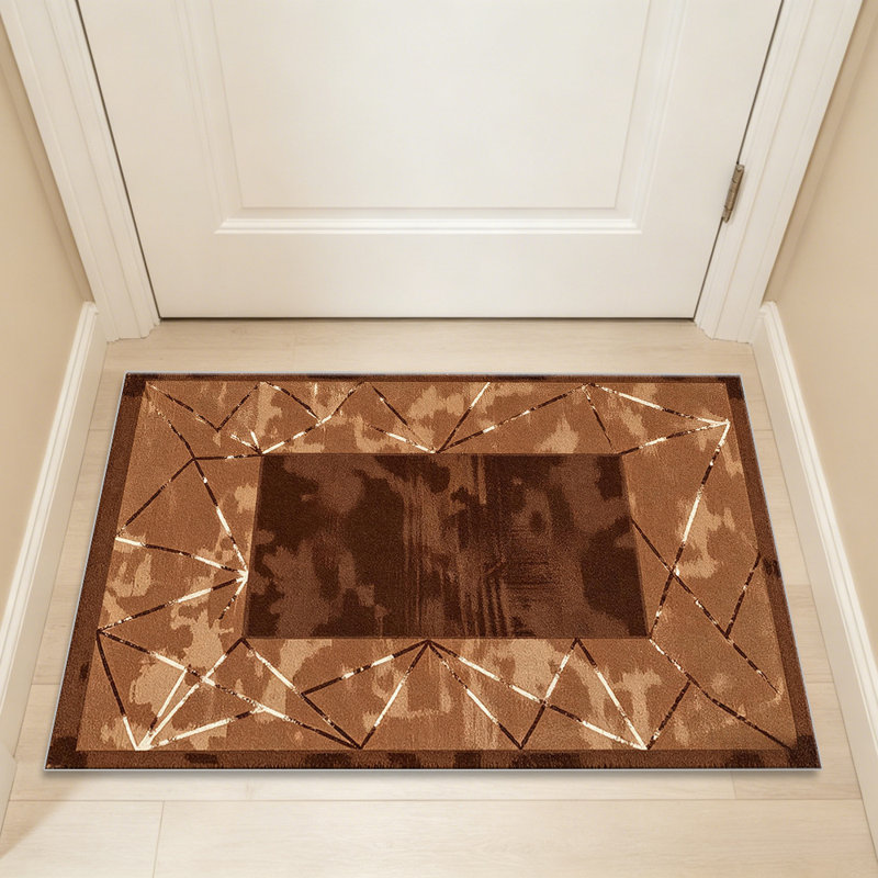 Brown Geo carpet-easy to clean, machine-washable, soft and comfortable; suitable for door mats, kitchens, living rooms, bedrooms, corridors, and laundry areas. Easy to clean, durable carpet for home decoration.
