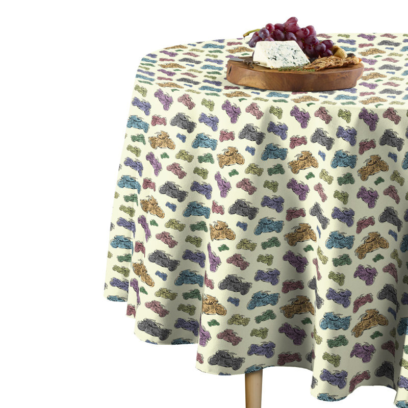 Zezza Geometric Round Tablecloth, 84" x 84"