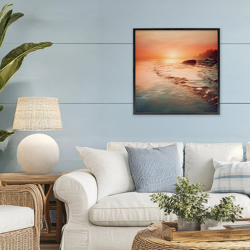 Coucher de soleil au coucher du soleil à la mer, estampe numérique, design par Lazar Studio, H 24 po x l 24 po