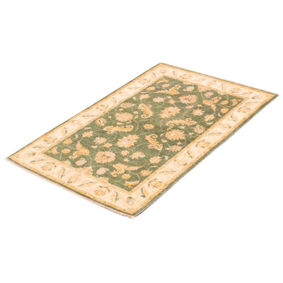 Tapis unique en laine noué à la main 3 pi 10 po x 5 pi 9 po nouvel âge Freret