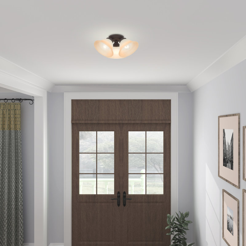 Owasso Glass Flush Mount, Bronze, Sunrise Marble