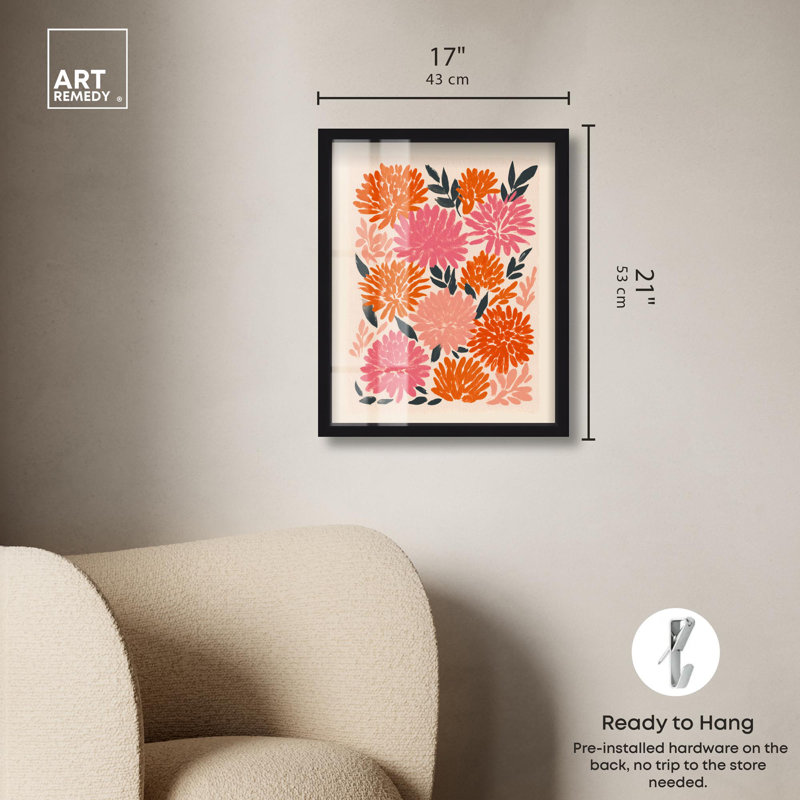 «Dahlia Dusk II Shadowbox Print Flower Art Decor» par Art Remedy, H 21 po x l 17 po, Noir