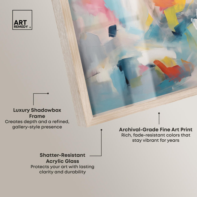 Radiant Dusk I Shadowbox Print Bright Decor par Art Remedy, H 37 po x l 46 po, Crème, crème