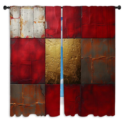 Rideaux de fenêtre colorés carrés décoratifs texturés - 2 panneaux