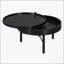 Table basse moderne avec plateau rotatif moderne en bois avec rangement caché et pieds robustes en métal noir