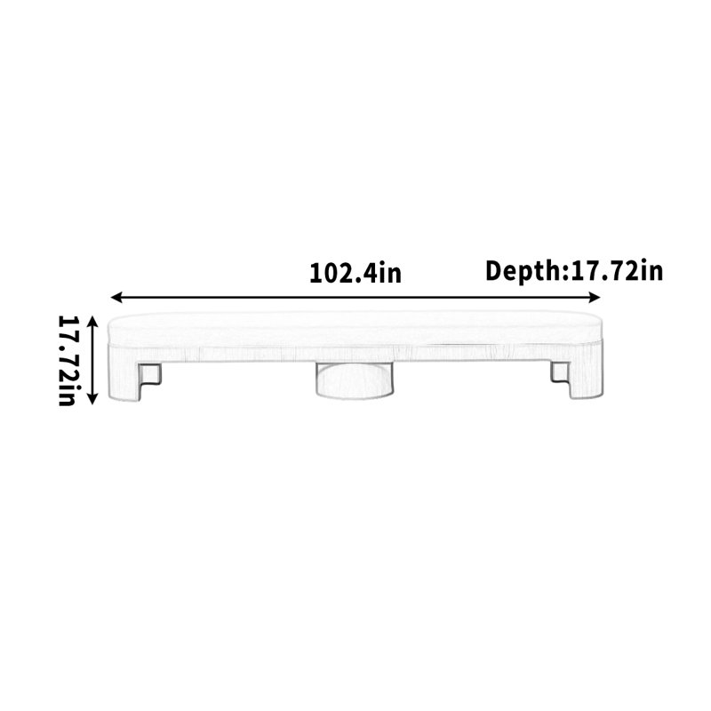 Banc simple à couches multiples pour centre commercial, H 17,72 po x l 102,4 po x P 17,72 po